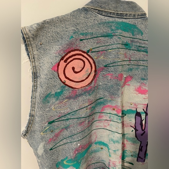 Vintage Painted Denim Vest - Picture 10 of 14